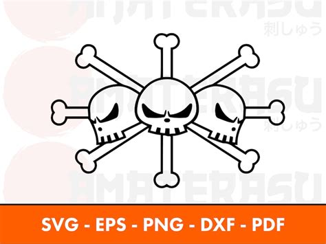 One Piece Blackbeard Pirates Flag Digital Download Anime Pirate Logo in SVG, PNG, PDF, Eps, Dxf ...