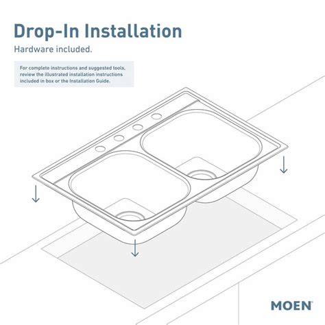 Moen 2200 Drop In 33 In X 22 In Stainless Sl Stainless Steel Double Offset Bowl 4 Hole Kitchen