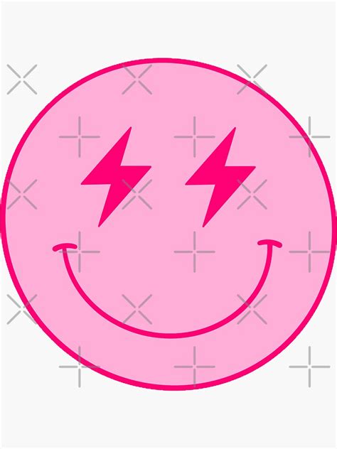 Double Pink Smiley Lightning Bolt Face Sticker For Sale By Jessicaleah15 Redbubble