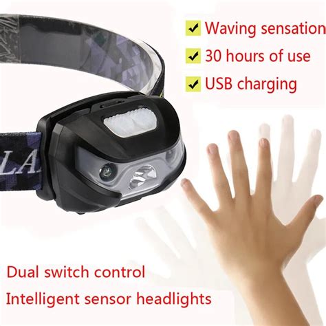 Mini Rechargeable Led Headlamp Lm Body Motion Sensor Headlight