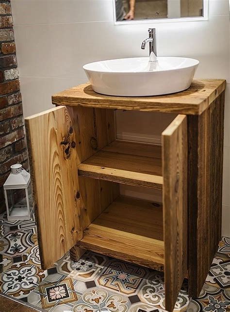 Rustic Wooden Bathroom Vanity Unit - Artcomcrea