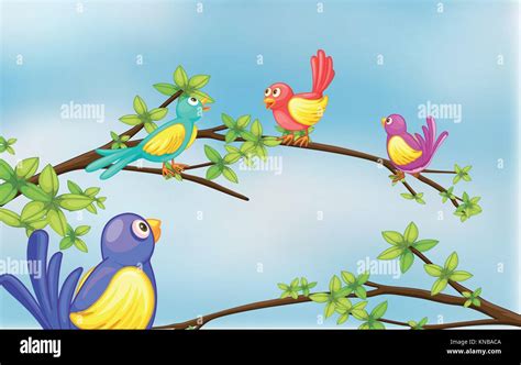 Illustration of colorful birds talking Stock Vector Image & Art - Alamy