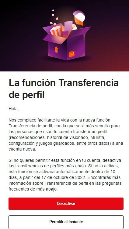 Netflix activa la función Transferencia de perfil para nuevas cuentas y