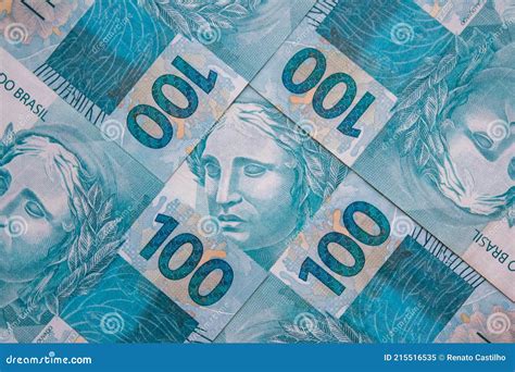 Close Up Of Brazilian Money Banknote Reais Note Economy Concept