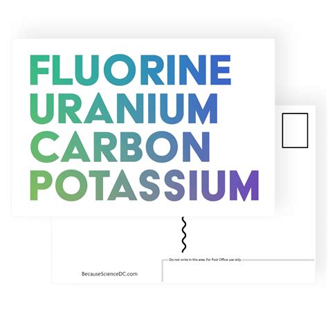Fluorine Uranium Carbon Potassium Postcard – Because Science