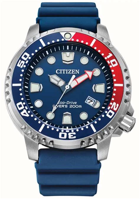 Citizen Mens Promaster Diver Eco Drive Blue Dial Blue Polyurethane Strap Bn0168 06l