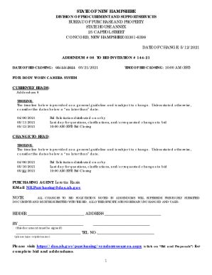 Fillable Online Das Nh Addendum To Bid Invitation Fax