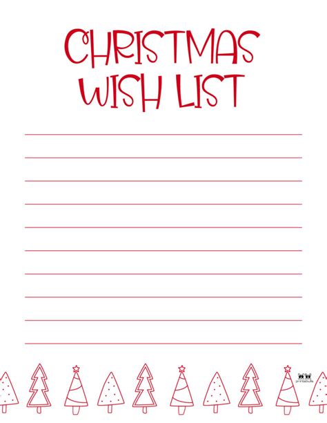 Printable Christmas Lists 25 Free Printables Printabulk