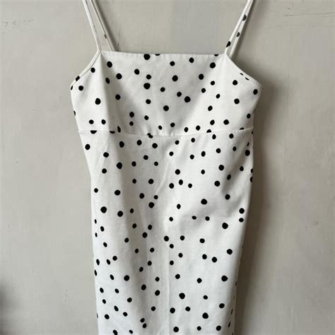 Zara White And Black Polka Dot Mini Dress Zara Depop