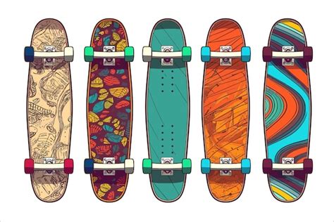 Premium Vector Colored Skateboards Types Isolated On Background Cartoon Vector Illustration