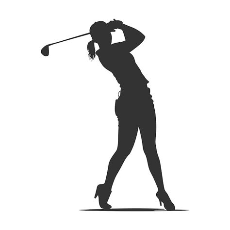 Silueta de jugador de golf femenino ilustración vectorial Vector Premium