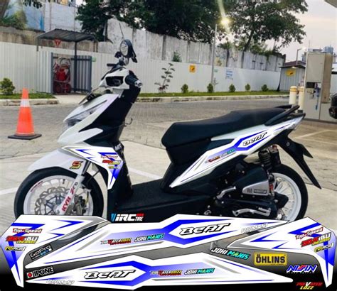 COD STRIPING STICKER HONDA BEAT ESP NEW VARIASI MOTIF RACING PUTIH