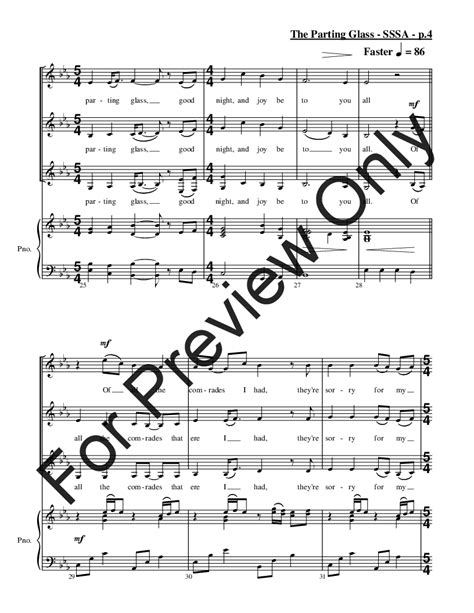 The Parting Glass Ssa By Traditional Arr J W Pepper Sheet Music