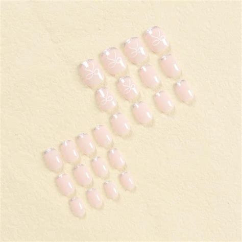 Court Moyenne Pleine Couverture Acrylique Ongles Paillette Carré Faux Ongles Rose Brillant Nude