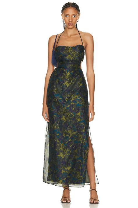 Sir Valerio Tie Halter Dress In Jardin Fwrd