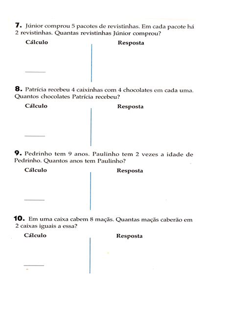 Problemas De MultiplicaÇÃo 2º Ano Fundamental ~ Atividades Escolares