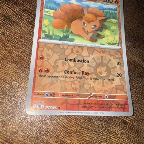 Vulpix Reverse Holo Nm Obf Obsidian Flames Pokemon Card Ebay