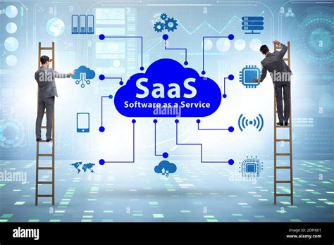 Software As A Service Saas Concept With The Businessman Stock Photo