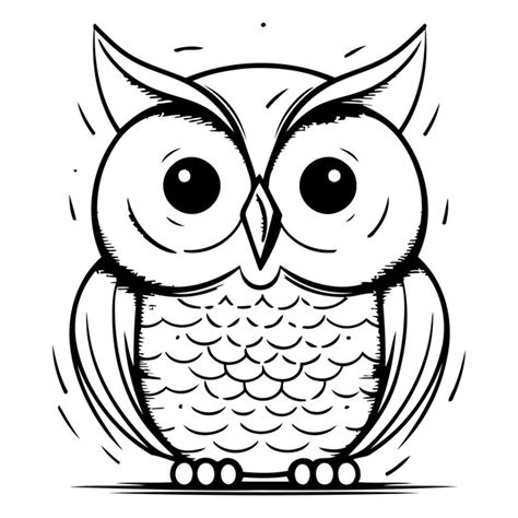 Premium Vector Cute Cartoon Owl With Big Eyes Hand Drawn Vector