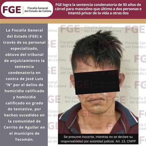 Fge Logra La Sentencia Condenatoria De 50 Años De Cárcel Para Masculino Que último A Dos