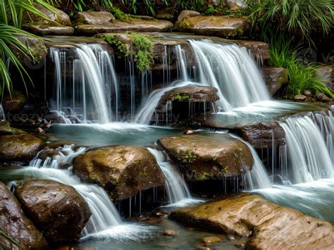 Beautiful nature landscape view of creek waterfall in the forest, AI ...