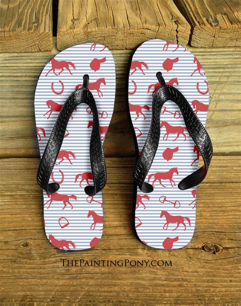 Fun Horse Pattern Flip Flops - The Painting Pony