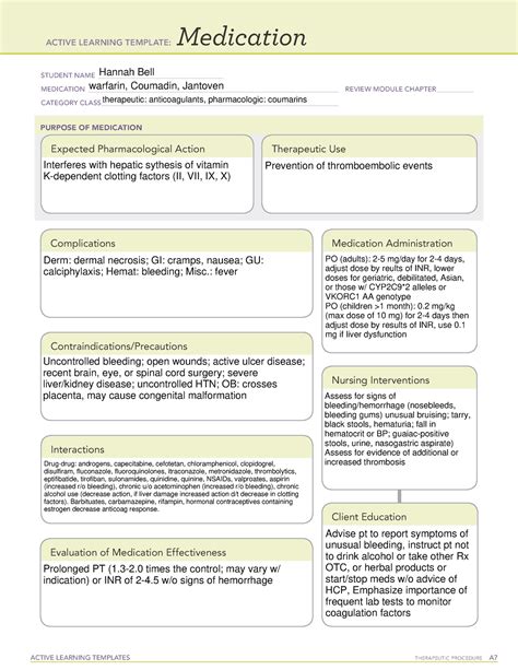 Apixaban Ati Medication Template