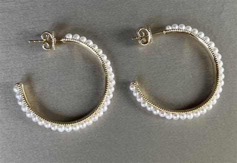 14k Yellow Gold Fresh Water Pearl Hoop Earrings 14k Yellow Gold Fresh