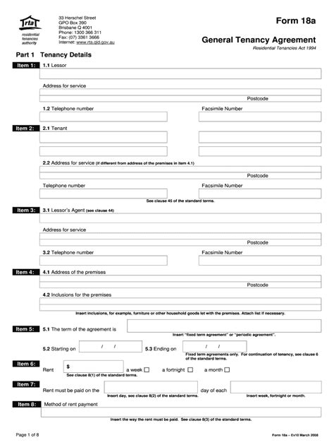 Fillable Online General Tenancy Agreement Propertyinvestornetwork