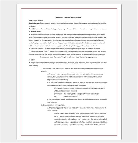 Persuasive Speech Outline Template 15 Examples Samples And Formats