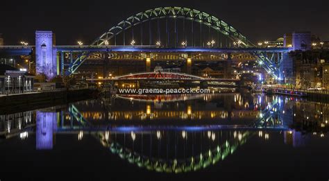 The Tyne bridges at night, Newcastle upon Tyne, Tyne & Wear - GraemePeacock