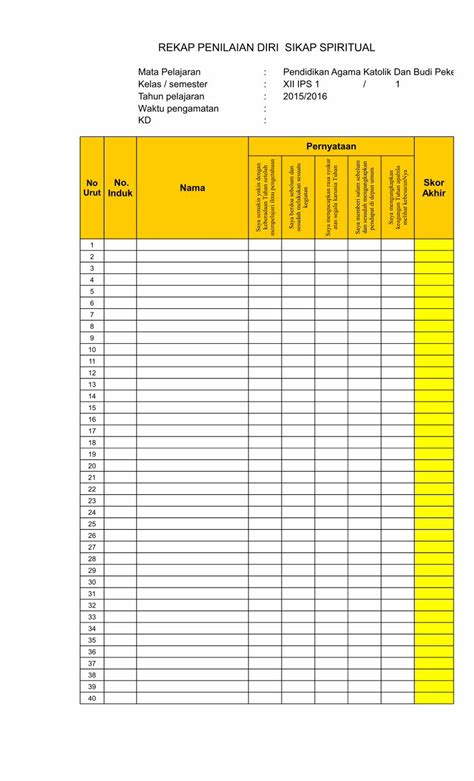 PDF 04 Rekap Penilaian Diri Kur 2013 Sikap DOKUMEN TIPS