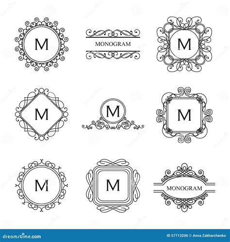 Set Of Outline Monograms And Logo Design Templates Stock Vector ...