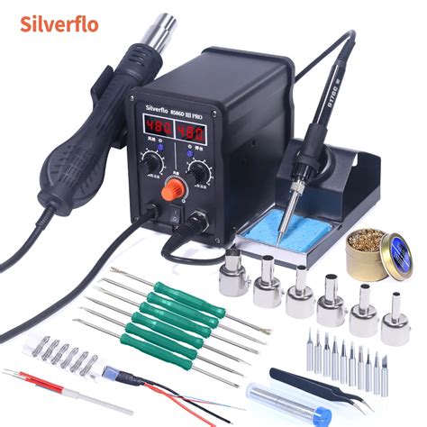 Паяльная станция 2 в 1 Silverflo 8586D-IIIPRO, паяльная станция с ...