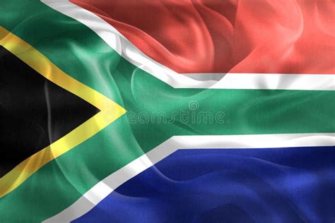 D Illustration Of A South Africa Flag Realistic Waving Fabric Flag