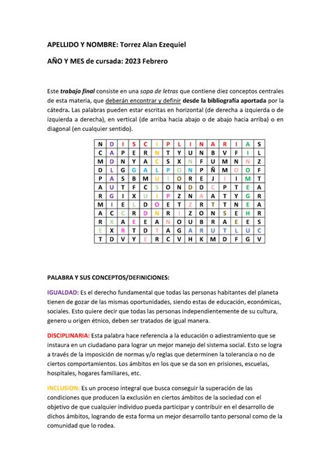 Trabajo Final Teor A Sociopol Tica Y Educaci N Apellido Y Nombre