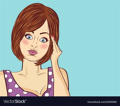 Angry Pop Art Woman Thinking Comic Woman Pin Up Vector Image