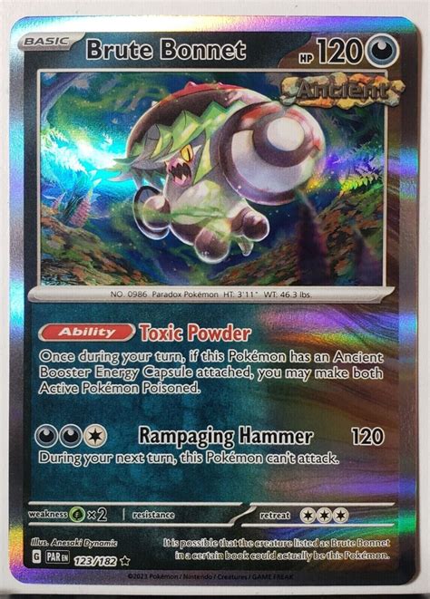 Brute Bonnet 123 182 Reverse Holo NM M Pokemon Paradox Rift