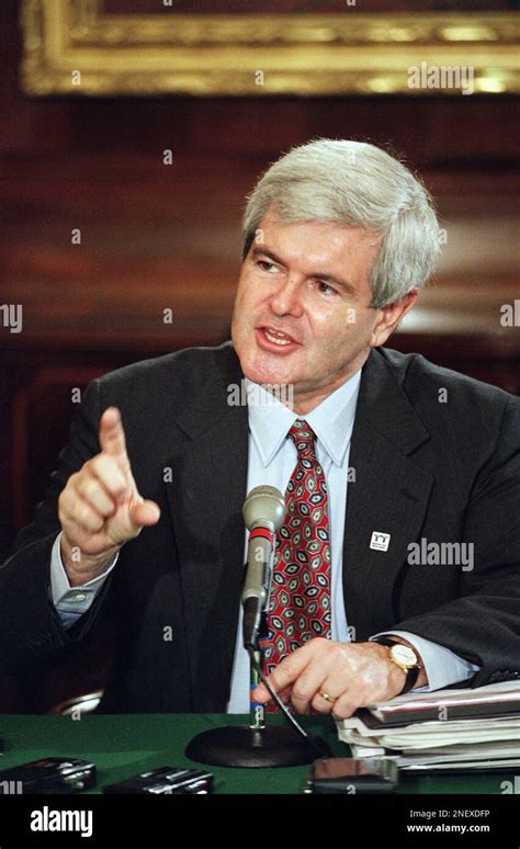 House Speaker Newt Gingrich Of Georgia Gestures During His Daily Capitol Hill News Conference