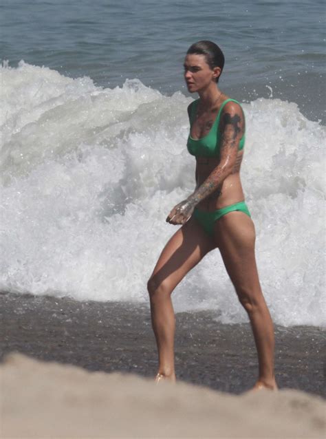 Ruby Rose In Green Bikini Gotceleb