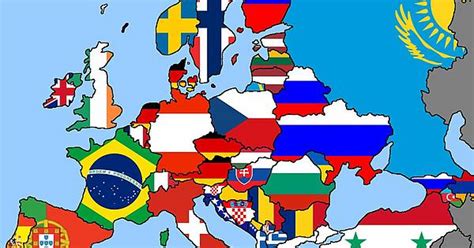 A Flag Map Of Europe But Each Flag Is Determined On Which Country They Share The Longest Border