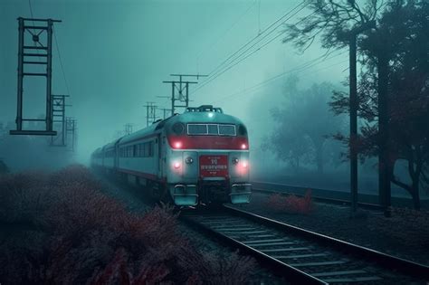 Premium Ai Image A Train With The Number 2 On It Is On A Foggy Night