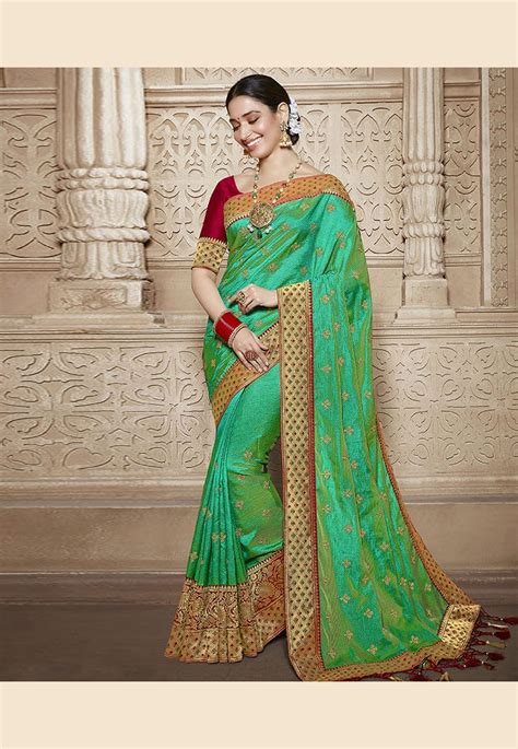 Tamannaah Bhatia Green Silk Embroidered Festival Wear Saree 181374