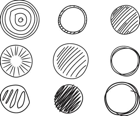 Set of Cute Hand Drawn Circle Shapes, vector on isolated white ...