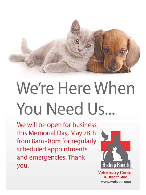 Bishop Ranch Veterinary Center: Memorial Day: We're Open!