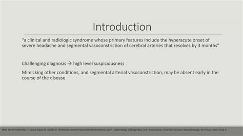 Reversible Cerebral Vasoconstriction Syndrome Ppt