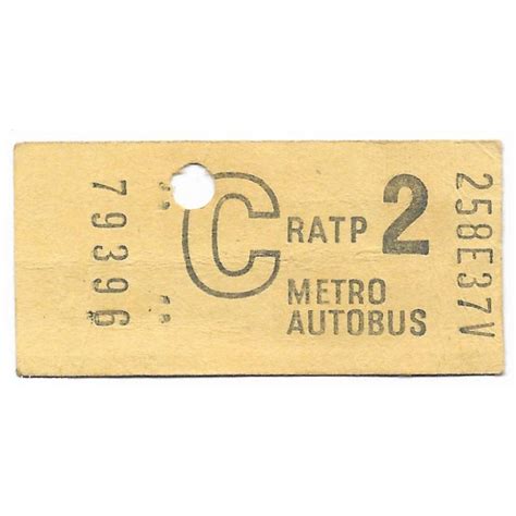 Ticket RATP Métro Autobus Série C 2ème classe poinçonné années 70