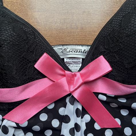 Black And Pink Polka Dot Lingerie Top Retroglam Depop