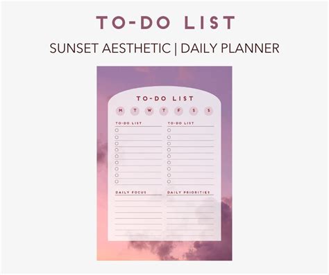 Sunset Aesthetic Printable To-do List, Life Planner to Do List, Printable, A4 A5 Digital Planner ...