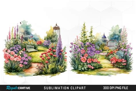 Watercolor Garden Lawns Exquisite Clipart